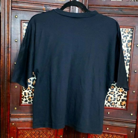 JeanKris Vintage Black Top with Silver and Turquoise Western Charms Blouse - Picture 2 of 5